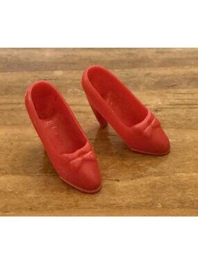 RARE Vintage Double Bow BARBIE Clone Pumps Red 70’s High Heels 80s Two Bow Shoes